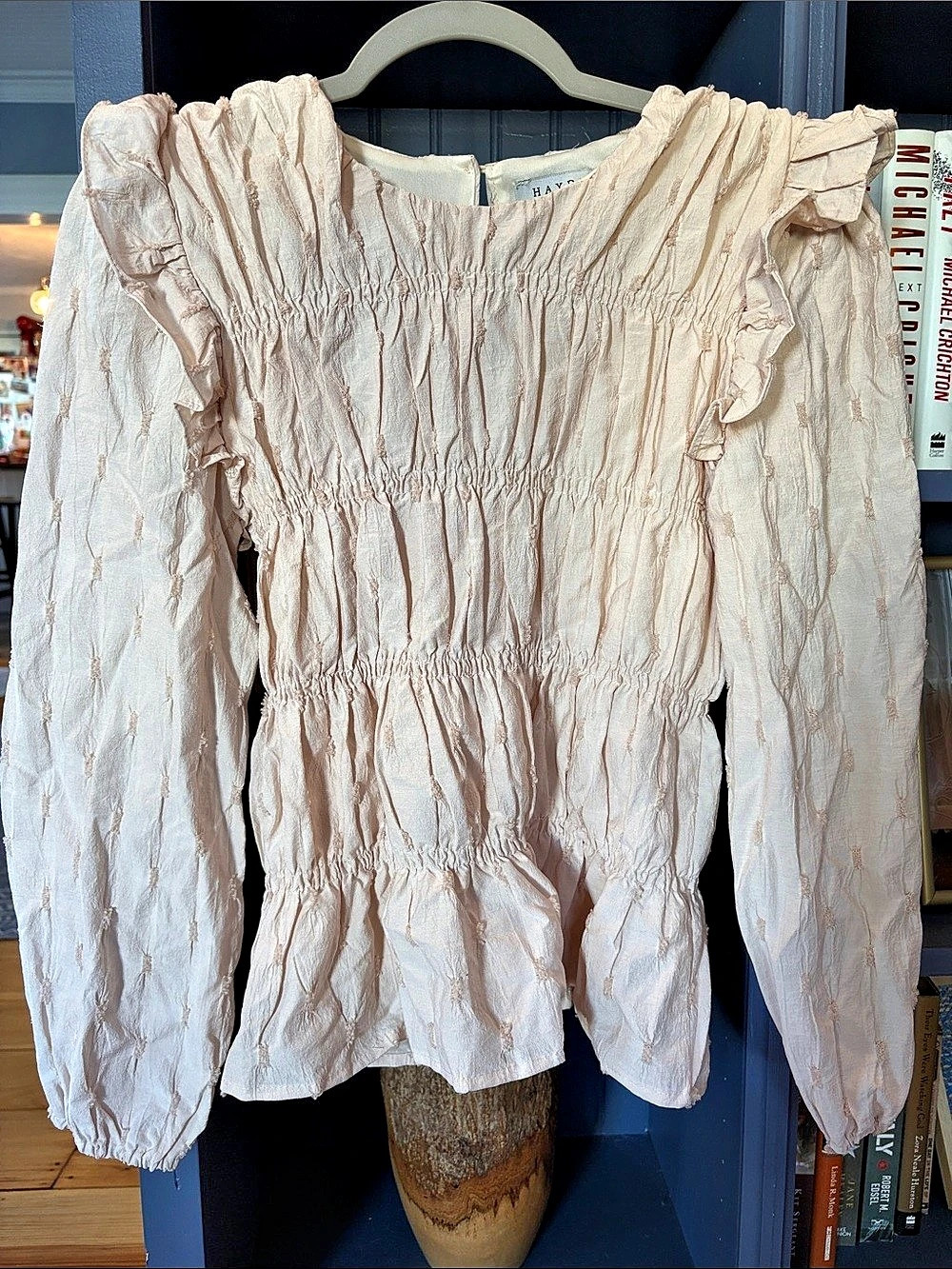 Hayden Ruffled Long Sleeve Blouse in Off-White Size Small